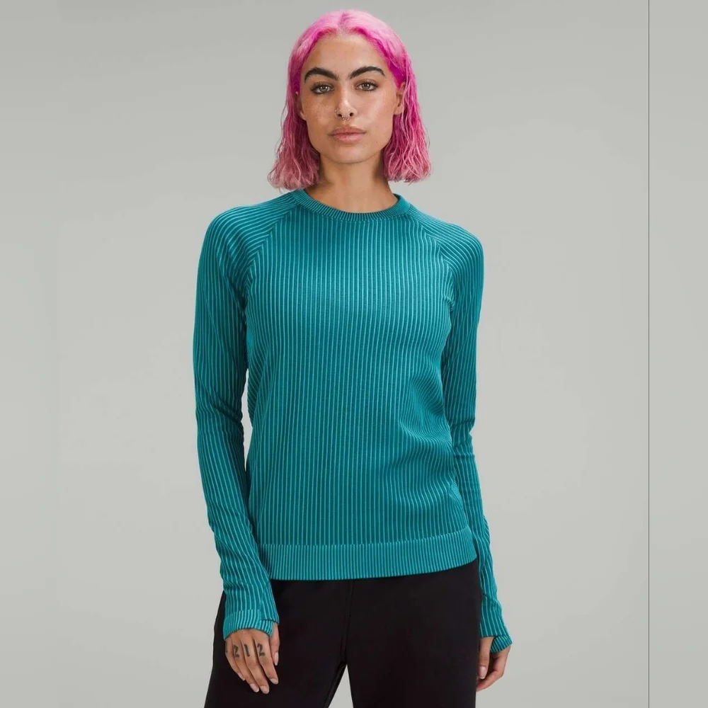 Lululemon Rest Less Pullover Rib Green Jasper / Oceanic